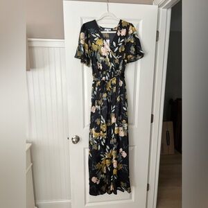 Baltic Born Sicily Satin Maxi Dress, Black Floral XL